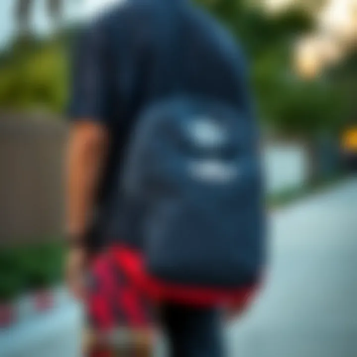 Skateboarder with an Adidas laptop backpack