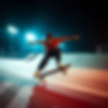 Dynamic Action in the Busenitz Light Skater performing tricks while wearing the adidas Busenitz Light on a skateboard