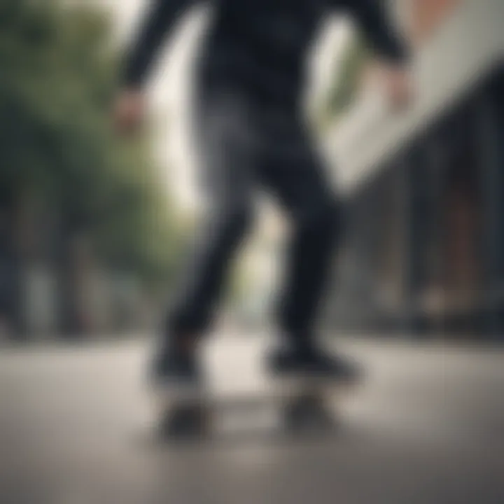 A dynamic shot of a skater performing tricks while wearing Adidas button pants.