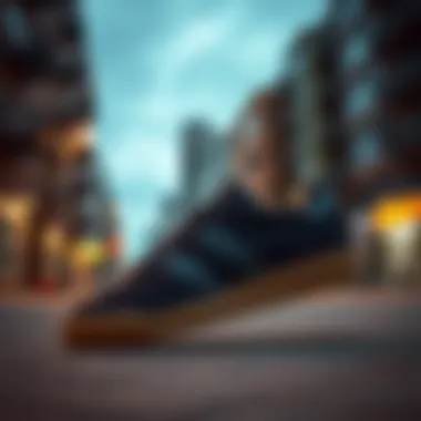 Adidas Daily 3.0 Black Gum against an urban backdrop