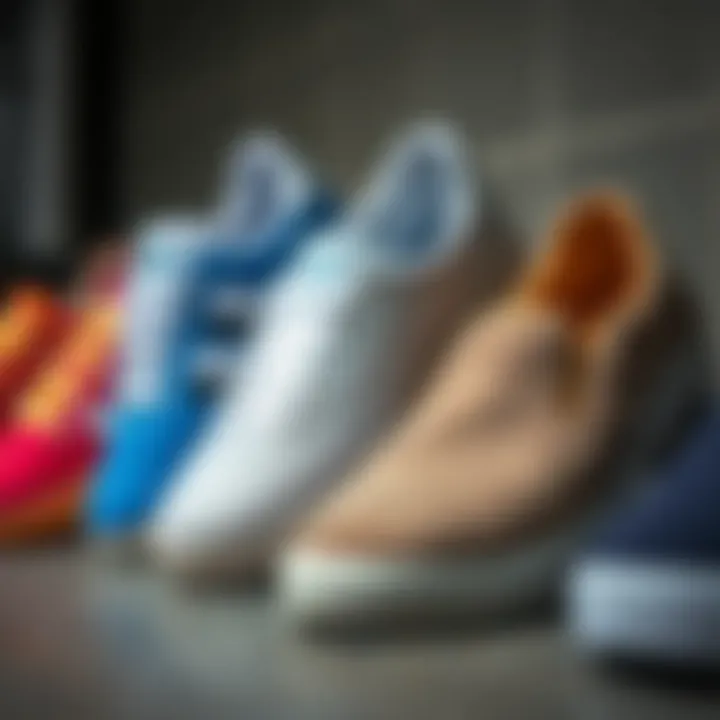 Diverse Styles and Material Selections of Adidas Skate Slip-Ons A collection of Adidas skate slip-ons highlighting various colorways and materials.