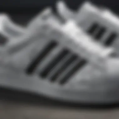 Close-up of Adidas Superstar shoe detailing