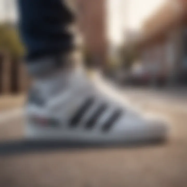 Adidas Superstar shoes in a skateboarding context