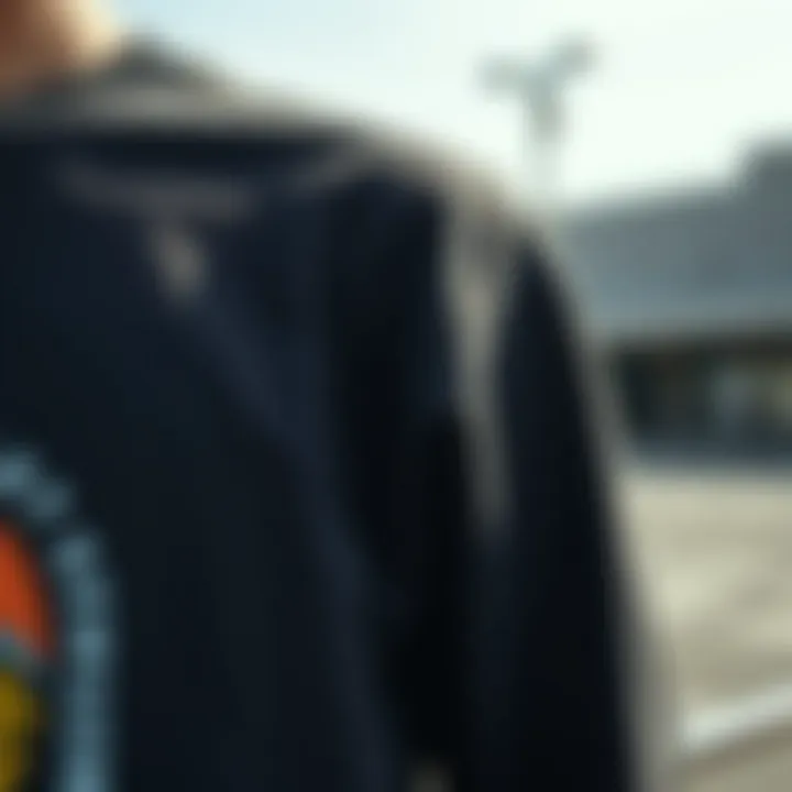 Quality Materials of Graphic Long Sleeve Shirts Material close-up of a graphic long sleeve shirt emphasizing quality