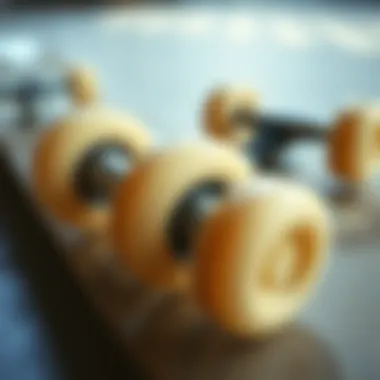Quality Materials in Affordable Skateboards Close-up of skateboard wheels and deck showcasing quality materials
