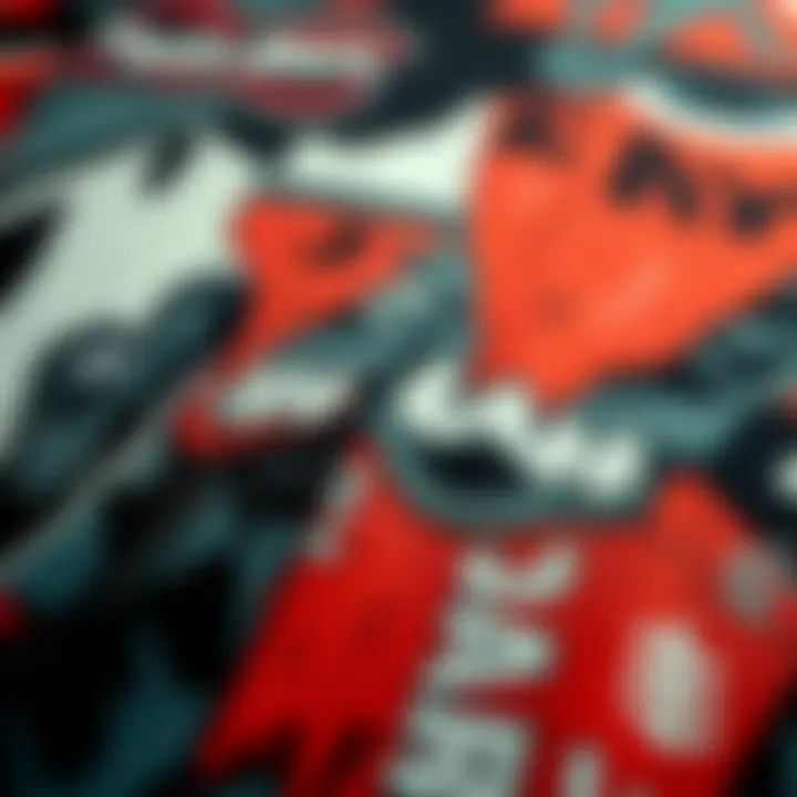 Close-up of fabric texture of an all over print tee shirt