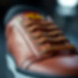Close-up of premium leather skate shoe material
