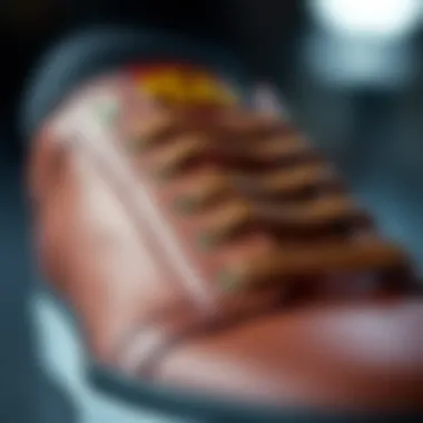 Close-up of premium leather skate shoe material