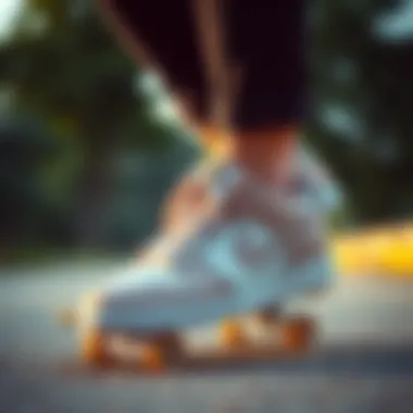 Cultural Impact of Skateboarding Footwear An artistic representation of the cultural impact of skateboarding through footwear.