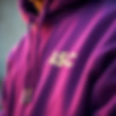 A close-up shot of the Anti Social Social Club purple hoodie showcasing its unique fabric texture and vibrant color.