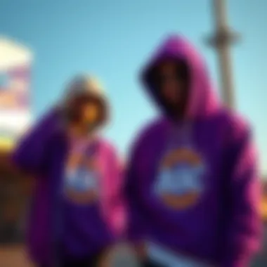 A streetwear fashion scene featuring the Anti Social Social Club purple hoodie alongside other skate gear.