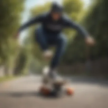 Skateboarder performing tricks on the Arbor Pocket Rocket skateboard