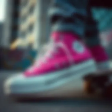 Low top Converse in an urban skateboarding setting