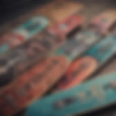 Display of various Baker skate decks highlighting design evolution