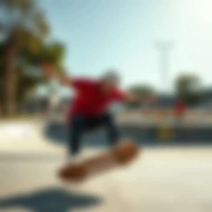 Baker Skate Team in Action A Baker skateboard team member performing a trick at a skate park