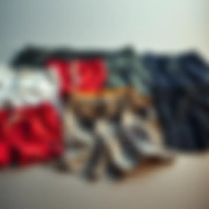 Comparison of Sweatshorts Styles Various sweatshorts laid out for comparison