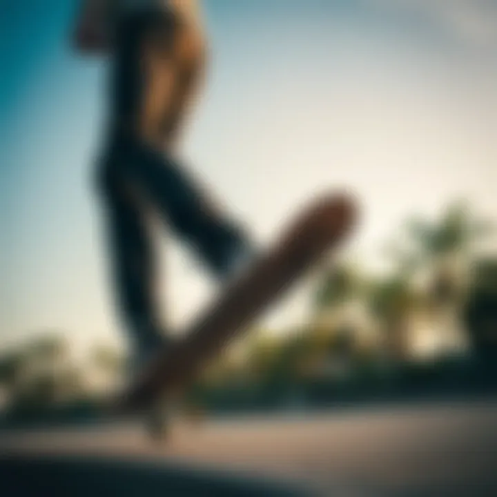 Skateboarding in Blazer Low Black Skateboarder performing a trick while wearing Blazer Low Black shoes