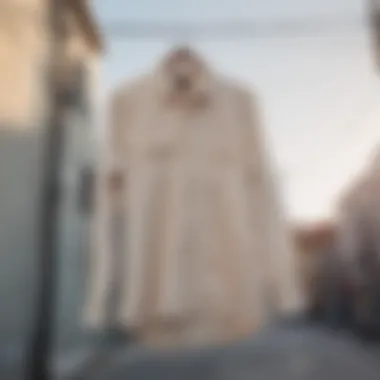 Stylish bleached shirt hanging on a clothesline in natural light