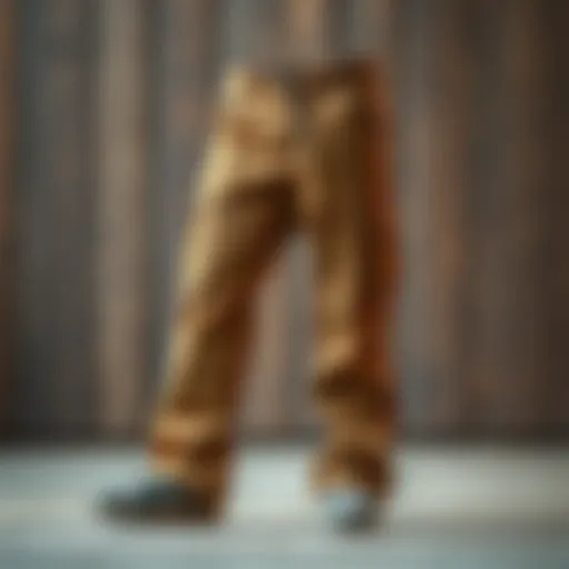 Stylish Bootcut Cargo Pants A stylish pair of bootcut cargo pants displayed on a wooden surface