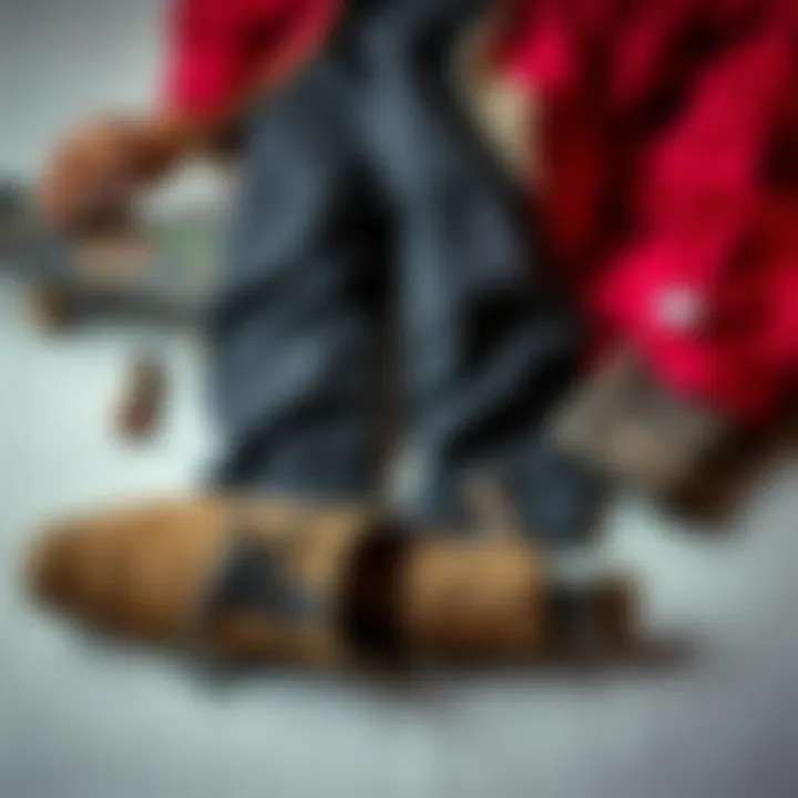 A flat lay of bootcut cargo pants styled with complementary accessories