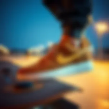 Integration of Brown Nike Sneakers into Skateboarding Culture Brown Nike sneakers integrated into skateboarding culture