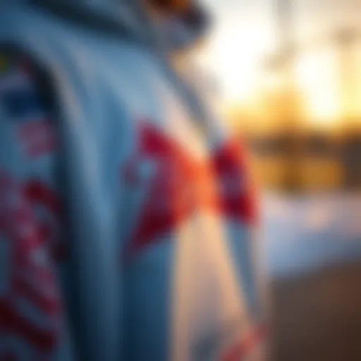 Detailed Design of the Budweiser Hoodie Close-up view of a Budweiser hoodie showcasing its intricate design and branding elements.