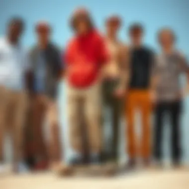 Group of skateboarders in various styles of chino pants