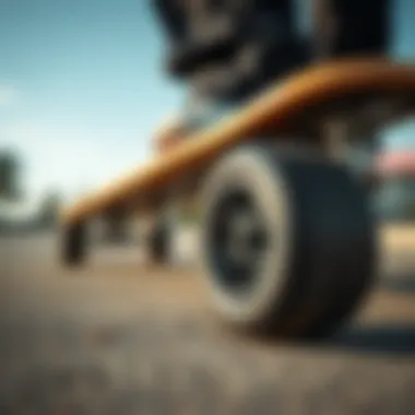 Close-up of skate wheels designed for smooth concrete glide
