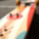 Close-up of skateboard deck dimensions