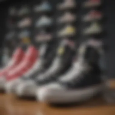 Historical display showcasing the evolution of Chuck Taylor sneakers