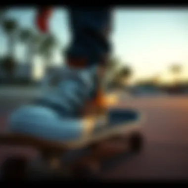 Chuck Taylor Ultra Mid Performance Stylish Chuck Taylor Ultra Mid shoes in action on a skateboard.