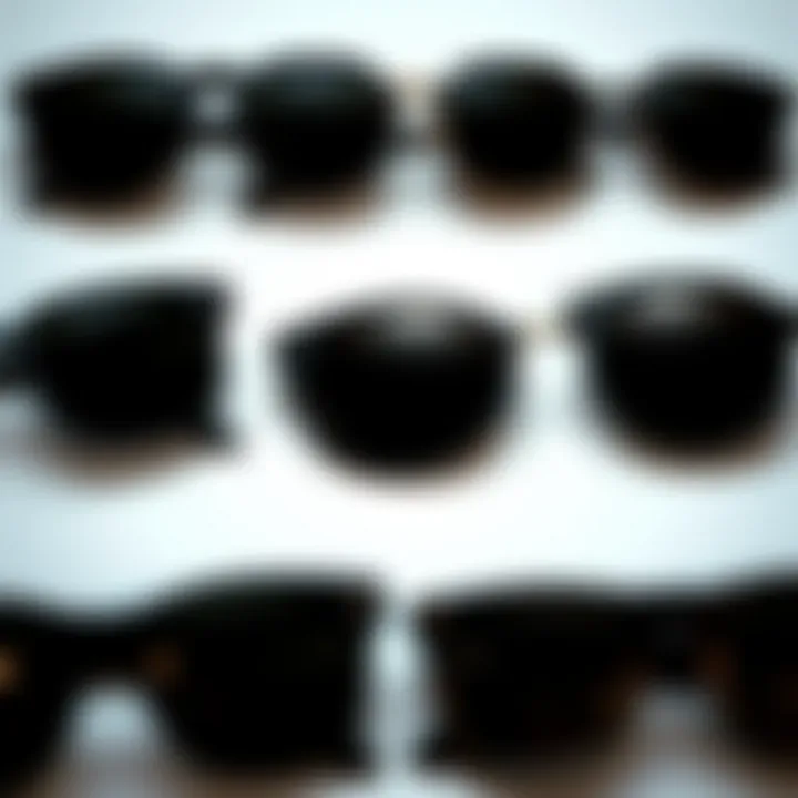 A collection of various styles of black retro sunglasses
