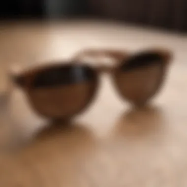 Classic round frame sunglasses on a wooden surface