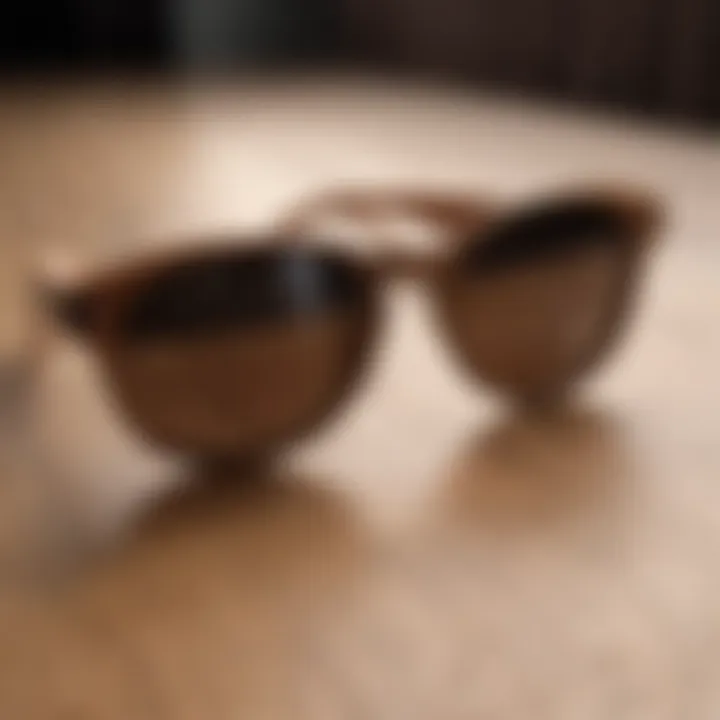 Classic round frame sunglasses on a wooden surface