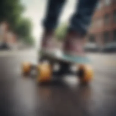 Close-up of electric skateboard features and technology