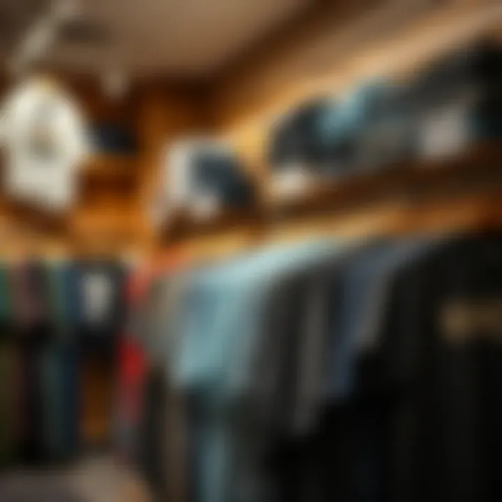 Variety of RVCA Clothing in Store Diverse range of RVCA clothing options hanging in a store