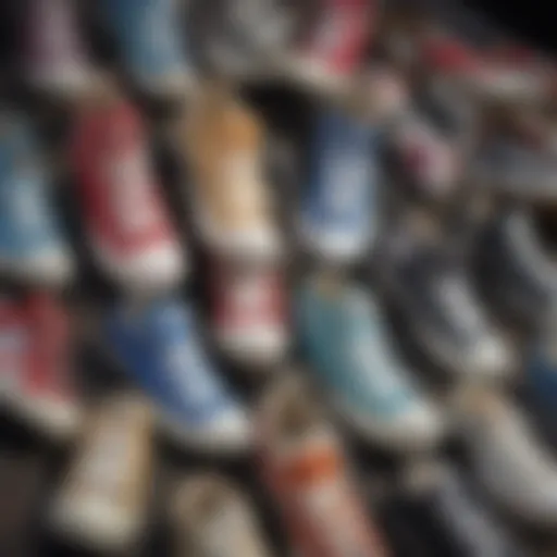 A detailed look at various styles of Converse footwear showcasing diverse designs.