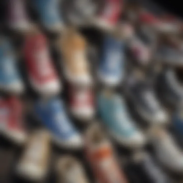 A detailed look at various styles of Converse footwear showcasing diverse designs.