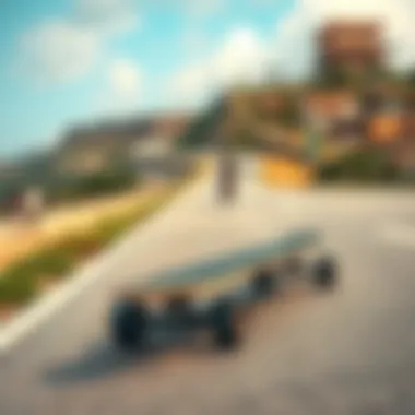 Longboard in Action on a Scenic Route Personalized longboard in action on a scenic street