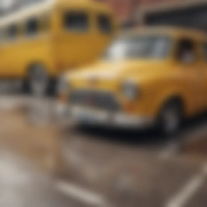 A close-up of yellow checker vans showcasing their iconic design.