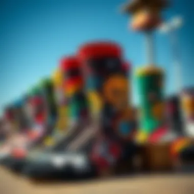 An array of customizable graphic crew socks displayed creatively