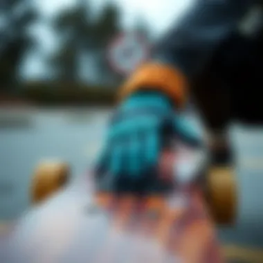 Stylish Dakine Gloves on a Skateboard Stylish Dakine gloves showcased on a skateboard