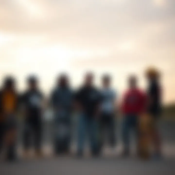 Group of skateboarders discussing the cultural impact of DC Trase TX