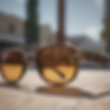 Design Features of Spy Montana Sunglasses Close-up of Spy Montana sunglasses showcasing unique design