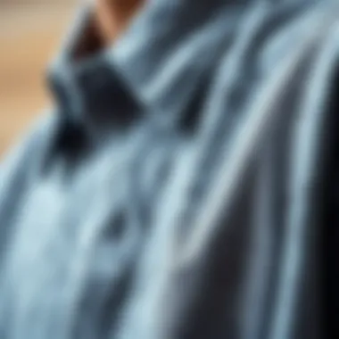Close-up of grey shirt fabric highlighting texture