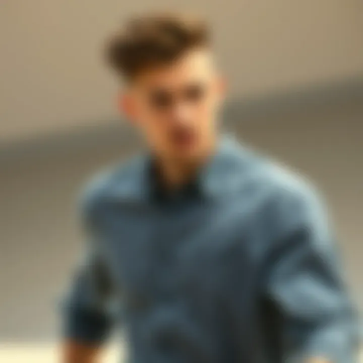 Stylish grey shirt worn in skateboarding environment