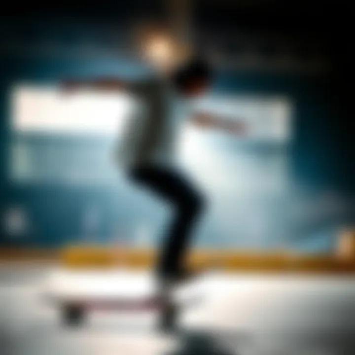 Techniques on Boards of Different Sizes An individual demonstrating skateboarding techniques on varying board sizes.