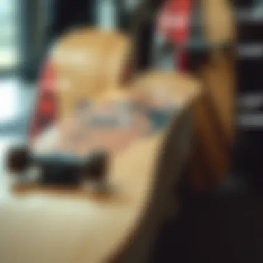 Exploring Different Skateboard Sizes A close-up view of various skateboard sizes with measurements displayed.