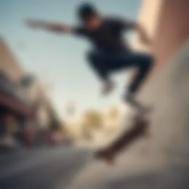 A skateboarder wearing discounted Volcom clothing while performing a trick