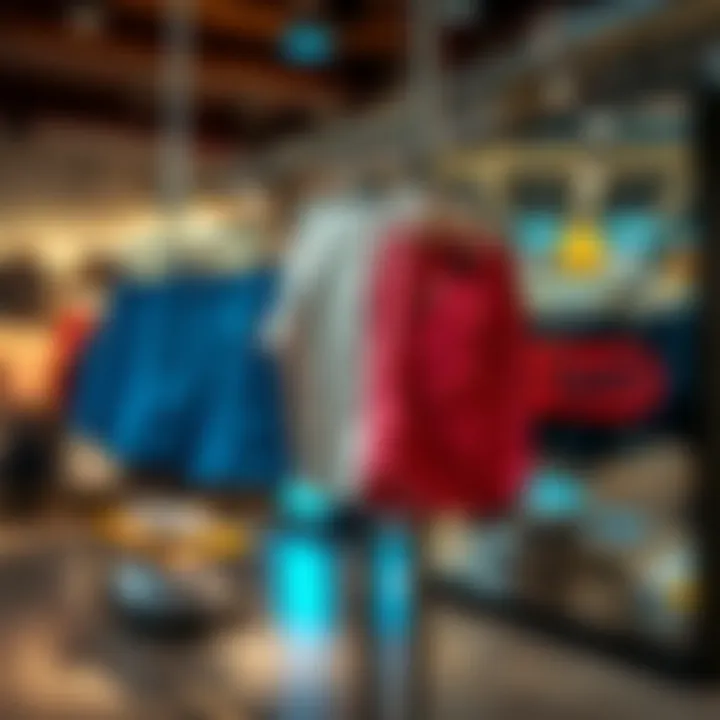 Trendy shorts displayed in a modern retail setting